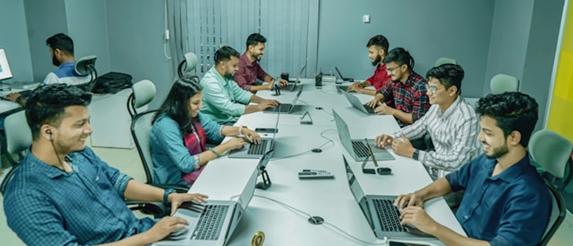 AI staff augmentation team working on machine learning project